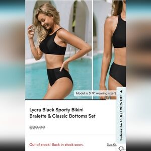 Cupshe Black Sporty Bikini Set